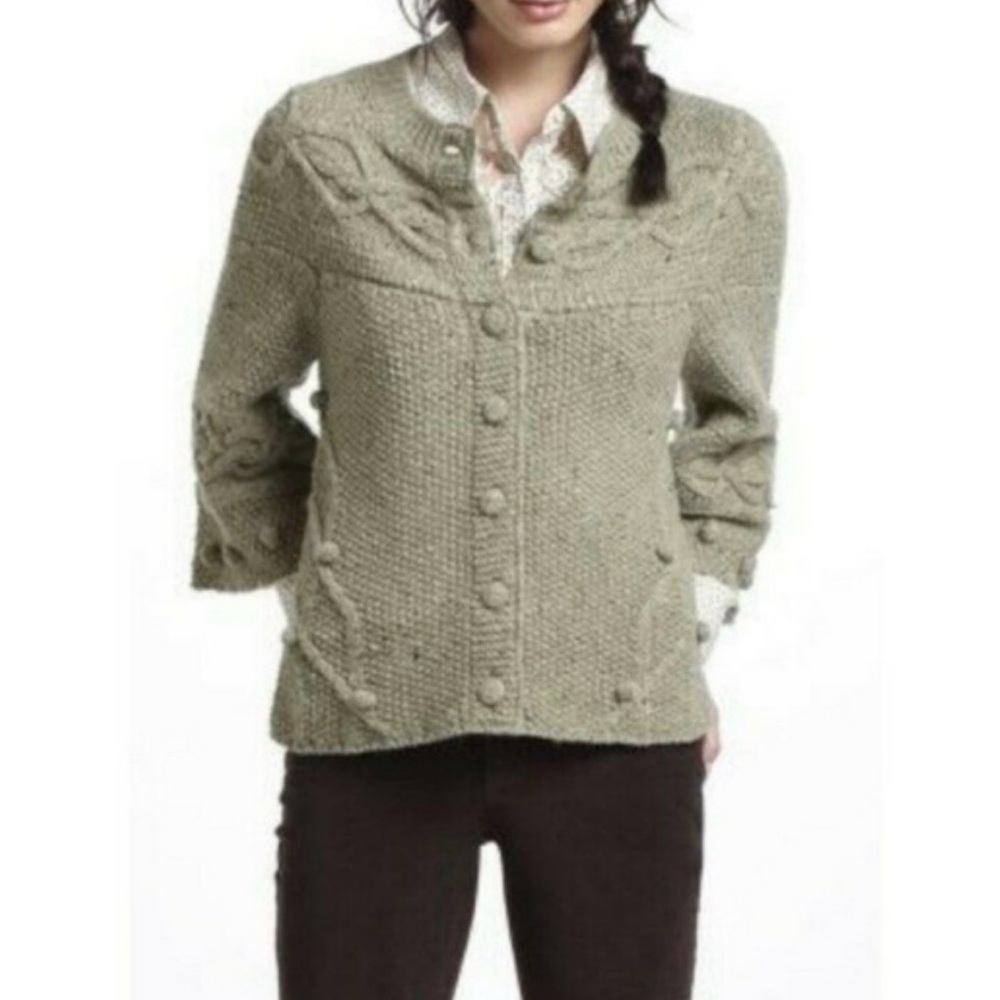 Anthropologie Green Wool Sweater size Medium